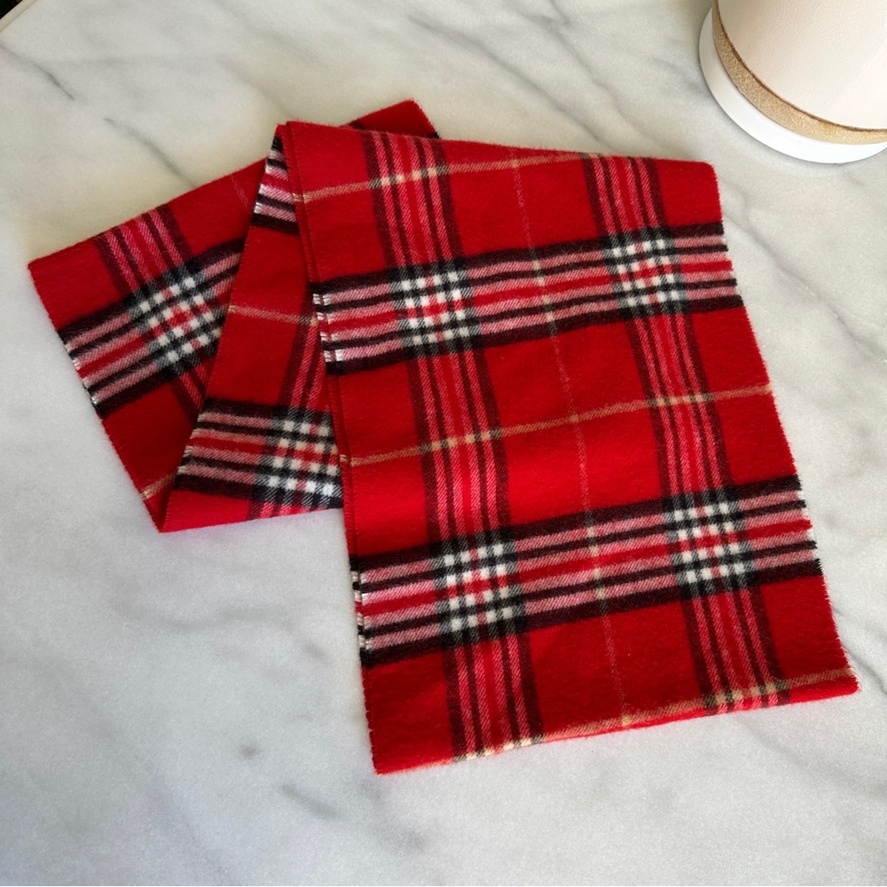 V. FRAAS • Red Plaid Infinity Scarf Cozy Winter Faux Cashmere Soft Dark Academia